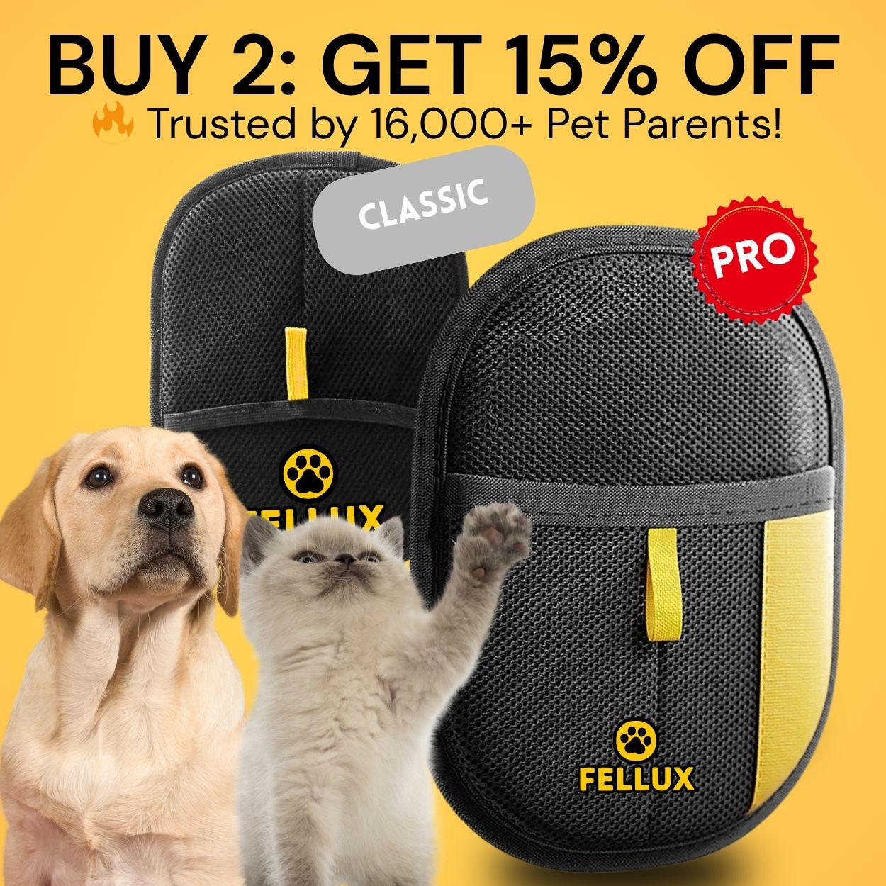 Fellux FurFlash Pro | Next Gen Pet Hair Remover Glove for Clothes, Furniture & More